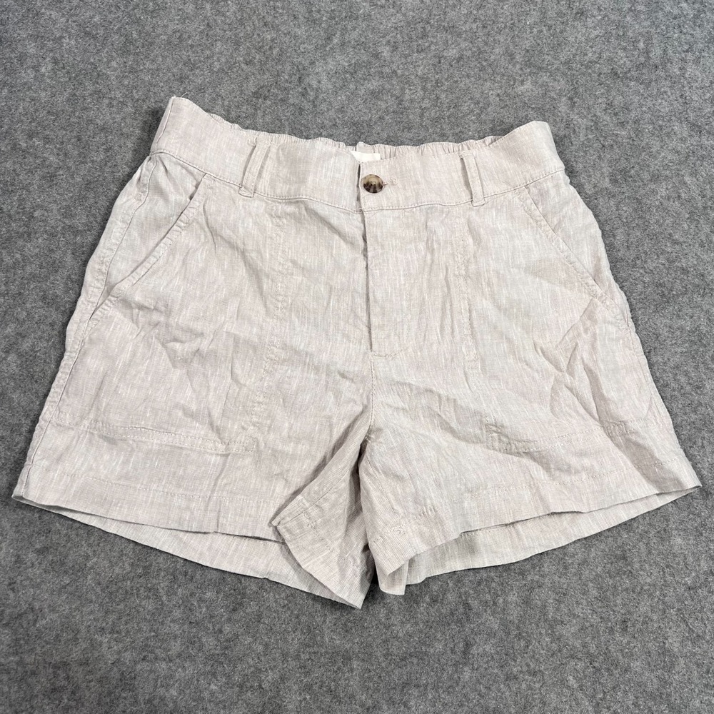 Lou & Grey For Loft Gray High Waisted Linen Chino Shorts Women's Size Small